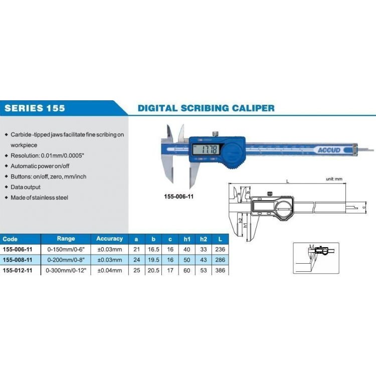 Accud Dijital Çizici Kumpası 150mm | 155-006-11