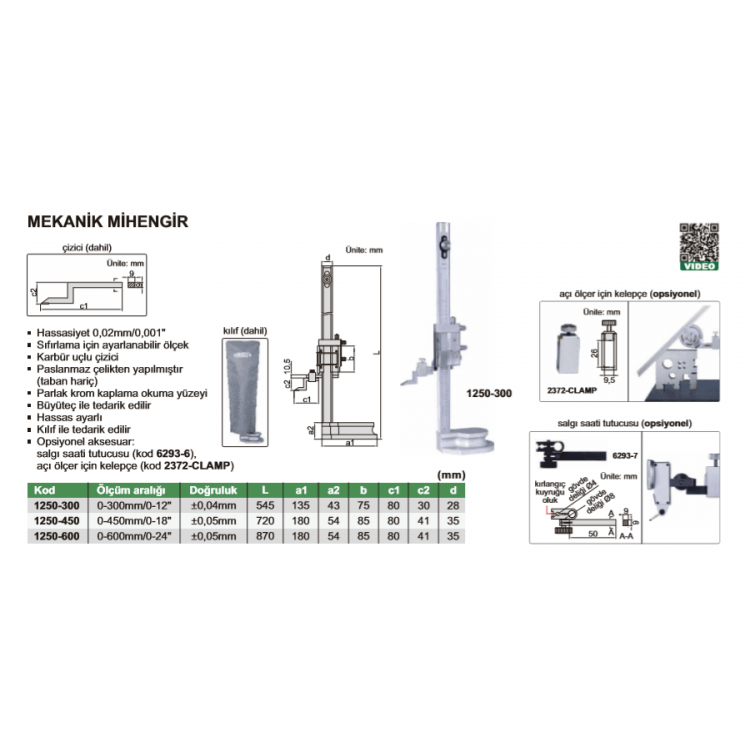 Insize Mekanik Mihengir 0-300mm/ 1250-300