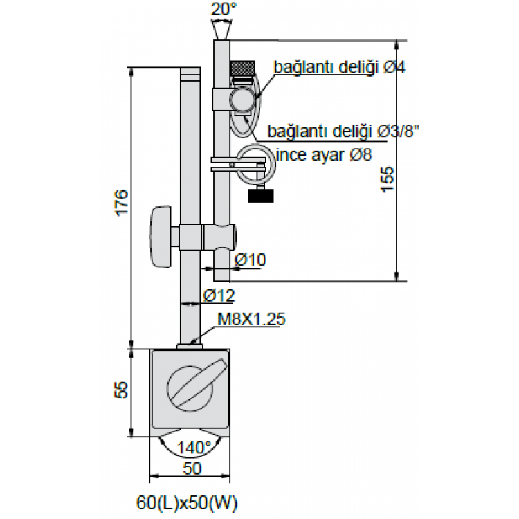 Accud Manyetik Stand 60kg  | 281-060-01