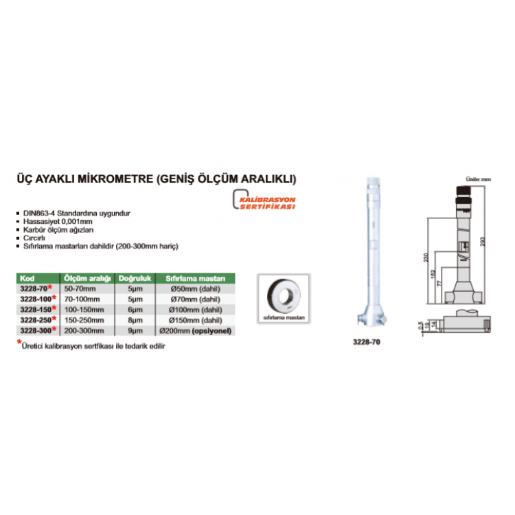 Insize 3228 Üç Ayaklı Mikrometre (Geniş Ölçüm Aralıklı) I 3228-100